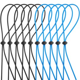 Frienda 10 Sets Goggle Bungee Straps for Swim,Adjustable Replacement Bungee Cord Swimming Goggle Strap with Lock Clamp(Blue, Black)