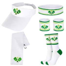 Kyson 5 Pieces Funny Pickleball Hat Dink Ball Lover Gift Set Hat Sports Wrist Head Sweatbands Socks Towel for Men Women (White)