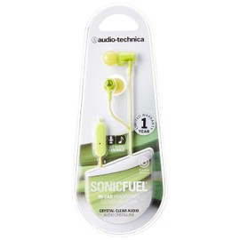 Audio-Technica ATH-CLR100iSLG SonicFuel in-Ear Headphones with in-Line Microphone & Control, Lime Green