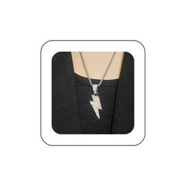 Cybche Boho Crystal Flash Necklace CZ Flash Pendant Necklace Silver Italian Chain Choker Necklace Thunder Necklace Thunder Flash Chain Necklace Jewellery for Women, Zinc, No Gemstone
