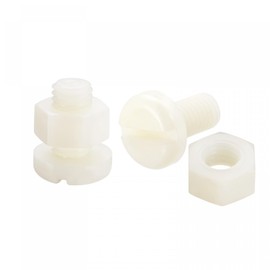 sourcing map 20 Pairs Nylon Screw Nut Assortment for Machines Electronics M8 x 16 mm Slotted Pan Head Screw & M8 Hex Nuts White