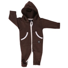 Gennadi Hoppe Baby Romper Newborn Cuddly Lightweight Cotton Soft 2-Way Zip Rubber Cuffs - Baby Pyjamas Baby Romper for Boys and Girls, dark brown, 74