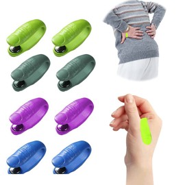 Massage Acupressure Clip 8 Pieces Portable Acupressure Device for Migraine Aid Used Tension Anxiety Relieve Stress Pain (Finger Shape & Green & Black & Blue & Pink)