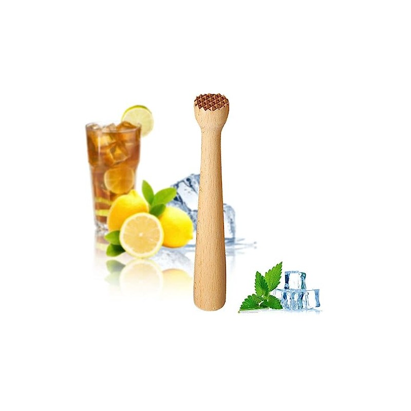 IBLAY Beech Wood 9.5'' Inch Muddler Bar Tools Curve Model,
