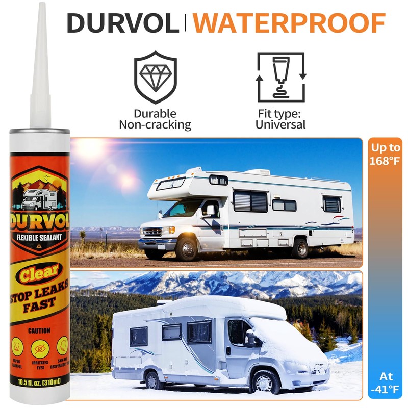 Durvol Pro Flex RV Roof Flexible Sealant Caulking Pack-4 Clear