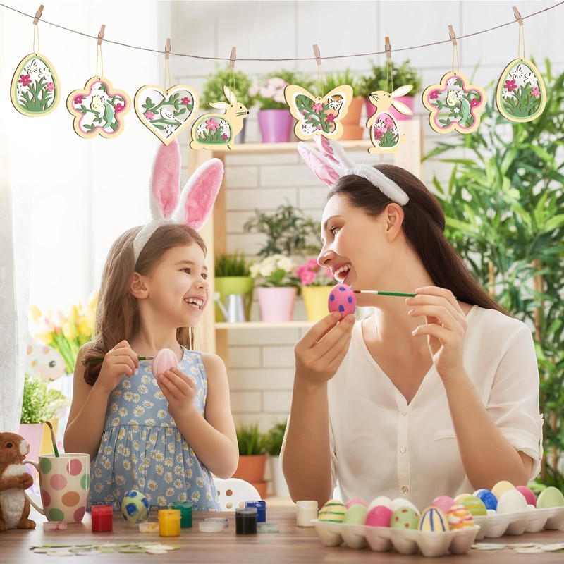 Pack of 24 Easter Decoration for Hanging, Spring Decoration Pendants,
