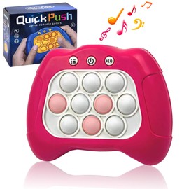 Quick push bubbles game console,Button Puzzle Pop Light Up Game,decompression breakthrough puzzle game machine,Sensory Fidget Toys for autism,Hand -eye coordination game for Kids Adults(pink)