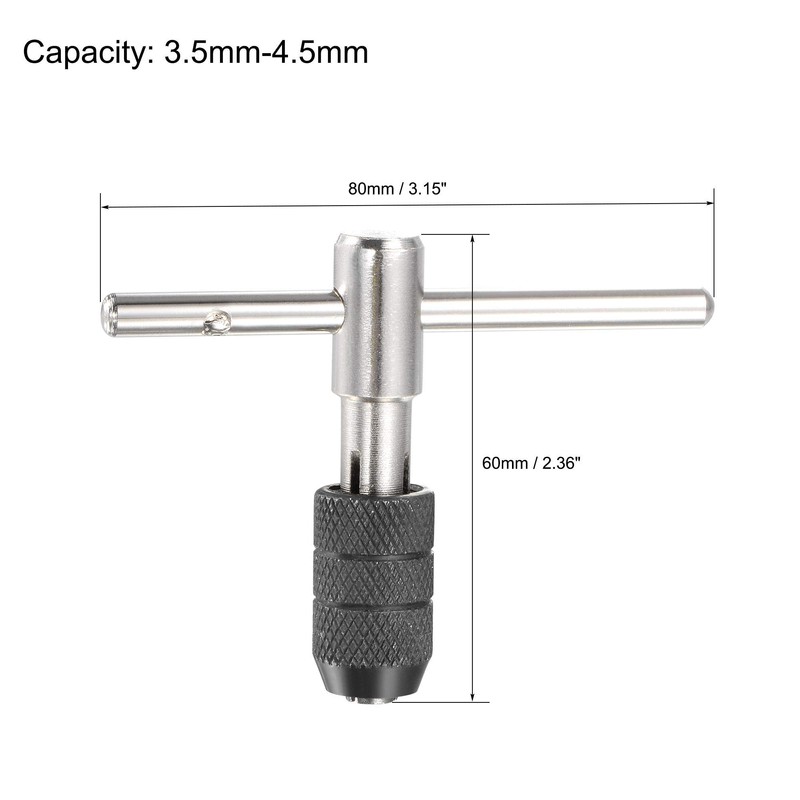 sourcing map Adjustable T-Handle Tap Wrench Set, M3 M4 M5
