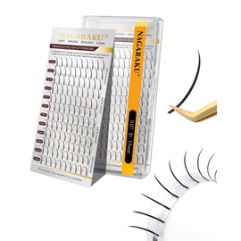 NAGARAKU Spikes Eyelash Extensions Wispy Lash 0.07mm D curl 15mm Premade Fan Matte Black Individual Ellipse Spikes Fans Fairy Eyelashes DIY Cluster Classic Lash Professional Supplies for Lash Techs