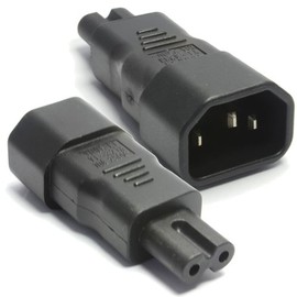 kenable IEC C14 Male Pins to Figure of 8 Eight Male C7 Plug Adapter Black