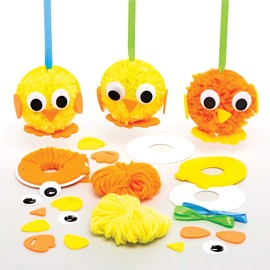 Baker Ross Easter Chick Pom Pom Craft Sets - Craft Set for Children (4 Pieces)