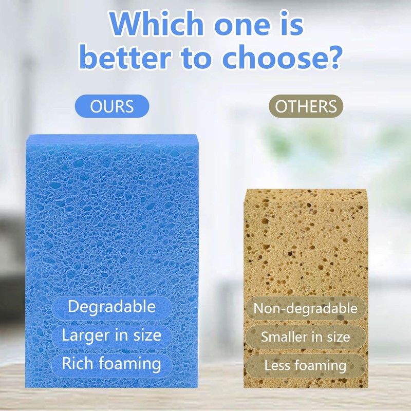 Cellulose Sponges, Large Size 4" x 6" x 1" -