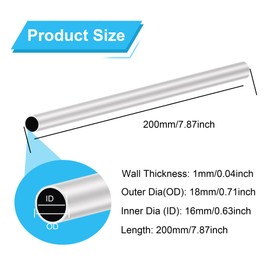 LAVMHAB 6063 Aluminum Tube 18mm OD x 16mm ID 1.0mm Wall Thickness 200mm Length, Aluminum Round Tubing Seamless Straight Pipes (3pcs)