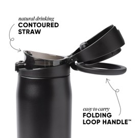 Simple Modern Mesa Loop Water Bottle with Straw | 24oz Cup Holder Friendly Insulated Stainless Steel Bottles for Travel, Sports and School | Midnight Black