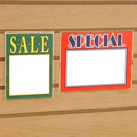 Acrylic Sign Holders for Slatwall & Gridwall, Vertical Portrait, 5.5" W x 7" H, 5 Pack