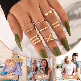 XSDSLS 31-Piece Gold Rings Set for Women, Stacking Trendy Rings Set, Minimalist Boho Midi Stackable Rings, Finger Rings, Butterfly Ring, Birthday Set, for Women and Girls, Composite alloy, No Gemstone