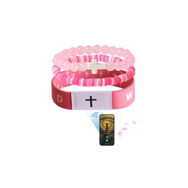 GVUSMIL Christian Scripture Wristbands, WWJD Bible Verse Scan Bracelets, Religious Gifts for Men Women, Christmas (Pink)