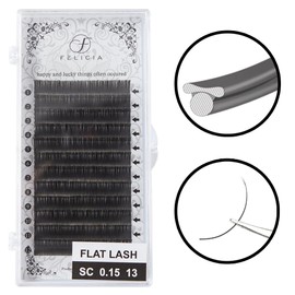 FELICIA Flat Lash Matte Eyelash Extensions Ultra Soft Single Matsueku Eyelash SC Curl 0.15 Thickness 0.5 inches (13 mm)