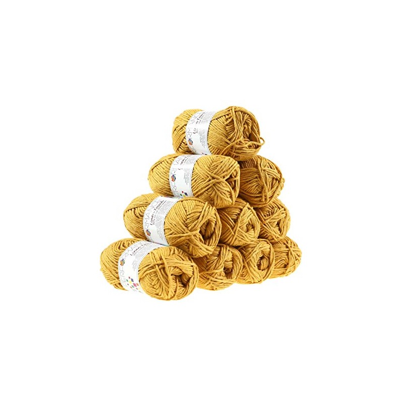 10 x 50 g Knitting Yarn Yellow Linen Touch #