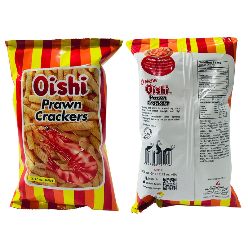 Oishi Prawn Crackers Original Flavor 2.12oz Pack of 4