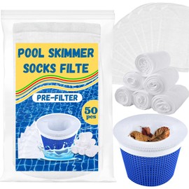 50 Pack Pool Skimmer Socks,Pool Filter Socks for Skimmer Basket for above Ground and Inground Pool Ultra Fine Mesh Screen Pool Skimmer Scum Socks Saver,Pool Cleaning Filter Socks Cleans Debris Leaves