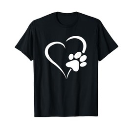 Dog Puppy Paw Heart T-Shirt, black