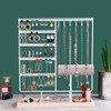 Metal Jewelry Organizer Stand with Wooden Tray, Multi-Tier Earring, Necklace,