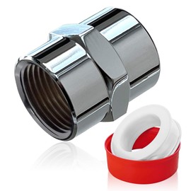 Brass Pipe Fitting-1/2" NPT Female×1/2" NPT Female Pipe Coupling-Chrome Plated Shower Head Coupling-Converter Adapter, for Home Plumbing Pipes Connect (1, 1/2" x 1/2" NPT Female)