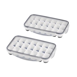 APS Set of 2 Ice Cube Trays with Transparent Lid for 21 Ice Cubes 4 x 2.5 x 3 cm