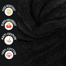 Towelogy® Premium Large Hand Towels Set 100% Combed Ring Spun Cotton Quick Dry & Super Absorbent Hotel Quality Multipurpose for Bathroom Spa Gym & Travel Size 50x85cm (Black Noir, Pack Of 2)