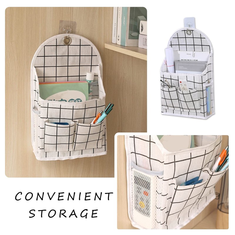 FuninCrea Wall Hanging Storage Bag, 3-Layer Hanging Pocket with Non-marking