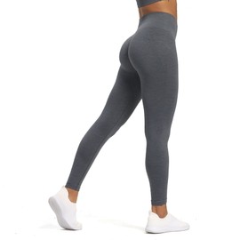 Aoxjox Seamless Scrunch Legging for Women Asset Tummy Control Workout Gym Fitness Sport Active Yoga Pants (Dark Grey Marl, X-Small)