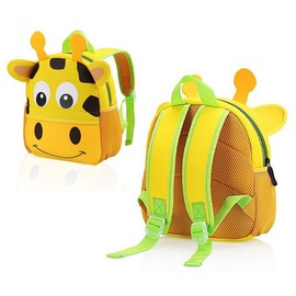 OFKPO Children's Backpack, Waterproof School Bag, Cartoon Animal Nursery Bag for Children, Boys, Girls, Toddlers, 1-6 Ages (Giraffe), yellow
