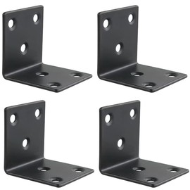 4Pcs Black Angle Brackets,304 Stainless Steel Angle Reinforced Metal Braces,Corner Brackets,L Repair Connector for Shelf,Chair,Desk Fixing 50*50*50mm