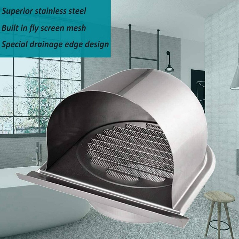 2X 4Inch 100mm Waterproof Stainless Steel Vent Vent Hood Anti-