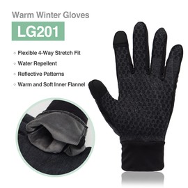 DEX FIT Warm Fleece Winter Outdoor Gloves LG201 Thermal, Ideal for Running, Hiking, Cycling Outdoor in Cold Weather, Touchscreen Compatible, Firm Silicone Grip, Washable; Grey S (7) 1 Pair
