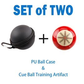 Sinsilvie Billiards Cue Ball Practice Training Artifact or 6 Red Dots Cue Ball,2-1/4",with Black PU Case,Pool Table Training Cue Ball for American Eight Balls,Billiard Accessories (Training Artifact)