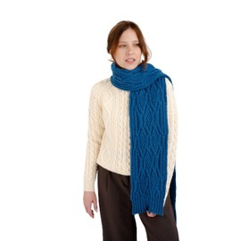SAOL 100% Merino Wool Irish Knit Scarf for Women - One Size (Teal)