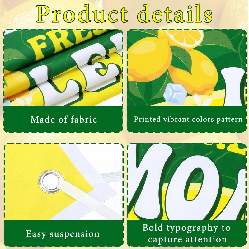 LIRAVENO Lemonade Sign Vinyl Banner - 2 x 10 ft