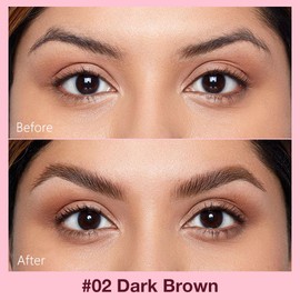 Brow-Fection Angled Brush & Dip, Liquid Eyebrow Cream for Natural Brow, Smudge-Proof Eyebrow Pomade,Waterproof & Long Lasting & Quick Drying Gel (02#DARK BROWN-Brow Brush Gel)