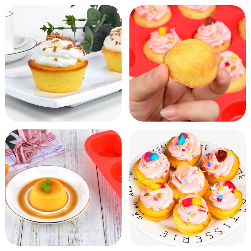 CAKETIME Silicone Muffin Pan, Mini Muffin Pan, Regular 12 Cups