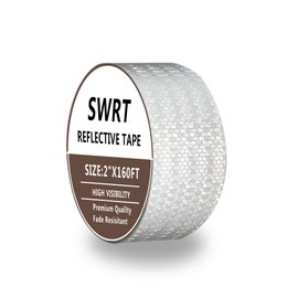 SWRT Reflective Tape 2 Inch x 160 Feet DOT-C2 Shining Star Fade Resistant White Reflective Tape Outdoor Waterproof Strong Adhesive Safety Warning Tape Reflector Conspicuity Tape for Trailer Truck Bike