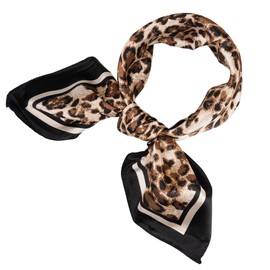 YOUR SMILE 100% Silk Scarf Women’s Fashion Pattern Large Square Satin Headscarf Headdress 24''x24''，Leopard