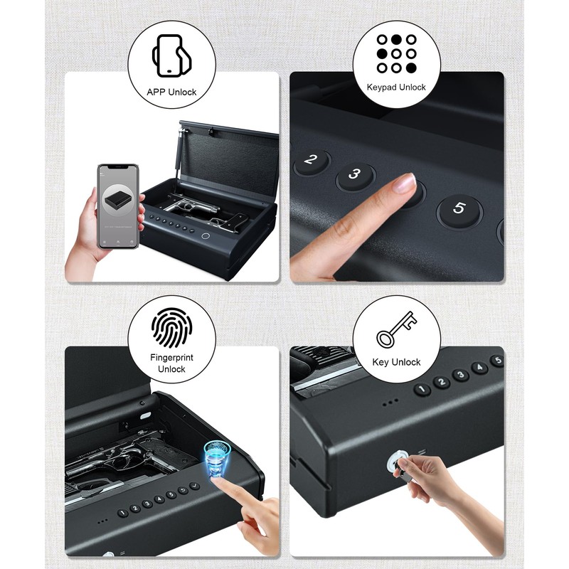 PINEWORLD Gun Safe For Handgun, Gun Case, Biometric Gun Safe