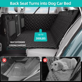 Petiza Back Seat Extender for Dogs Hard Bottom Dog Car Seat Cover for Back Seat Heavy Duty Scratch Proof Nonslip Durable Soft 100% Waterproof Dog Hammock for Car Truck SUV