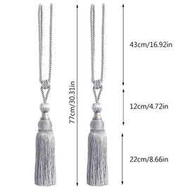 Pack of 2 Tiebacks Curtain Tassels, Rope Handmade Tassel, Curtain Tiebacks, Tassel Curtain Holders, for Decoration and Finishing Curtains (Silver Grey)