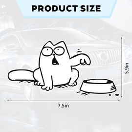 LKAHG Funny Hungry Cat Car Sticker, 2PCS Waterproof Cat Needs Food with Empty Bowl Vehicle Petrol Gas Cap Decal, Automotive Decoration Accessories, Universal for SUV Motorcycle Truck (Right)