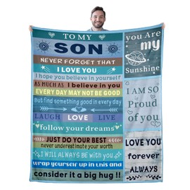 Brevcrnr Gifts for Son Inspirational Gifts for Adult Christmas White Elephant Gifts Secret Santa Gifts for Adults Son Gifts from Mom Dad to My Son Gift Birthday Gifts Throw Blanket 50x60