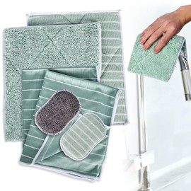 Aicharynic Bamboo Fibre Cleaning Cloths: Set of 6 Bamboo Cloths Cleaning Cloths Bamboo Cleaning Cloths Streak-free Lint Free Extra Absorbent Sustainable for Windows, Kitchen, Household, Car