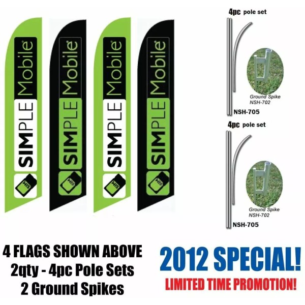 Feather Flag Nation FOUR MIXED Custom Simple Mobile SimpleMobile Wireless